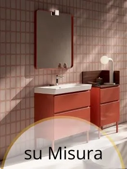 Home 2 Mobile bagno BD017 COMPAB rosso con specchio e pensili