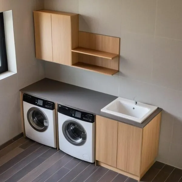 Home 14 Mobile Lavanderia Compab LAB64 - Lavatoio + Coprilavatrice L.211 cm