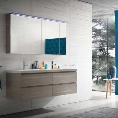 CL027 - Mobile arredo bagno design doppio lavabo L.141 cm personalizzabile COMPAB